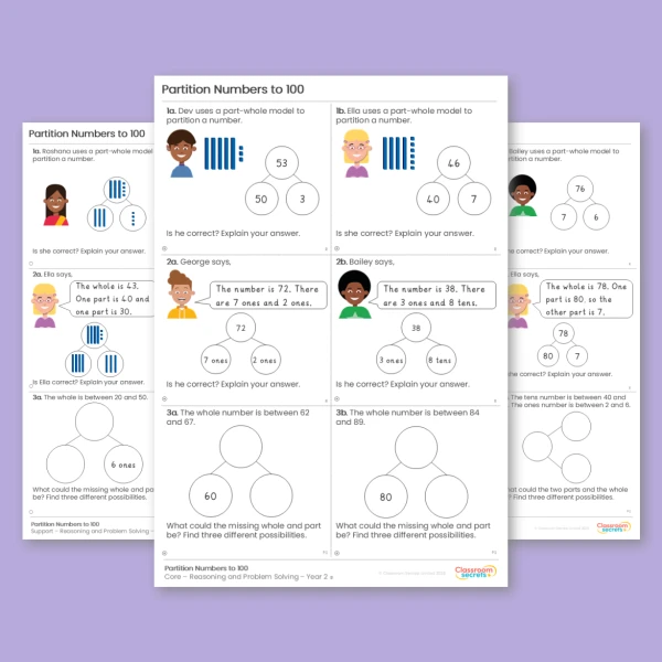 Year 2 Partition Numbers to 100