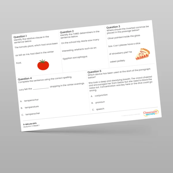 An image of the Free 5-Minute GPS Autumn 2 Week 1 Resource