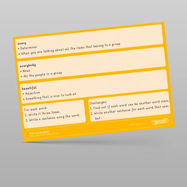 An image of the Summer 1 Week 5 Wake Up and Work Resource