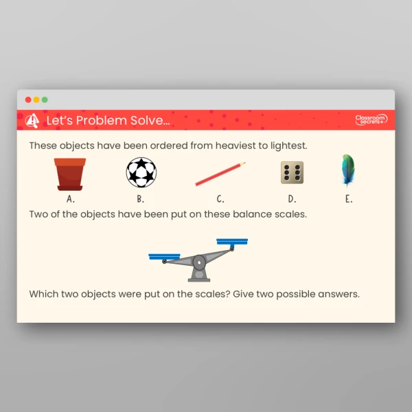 An image of the Free Heavier and Lighter Teaching PPT Resource