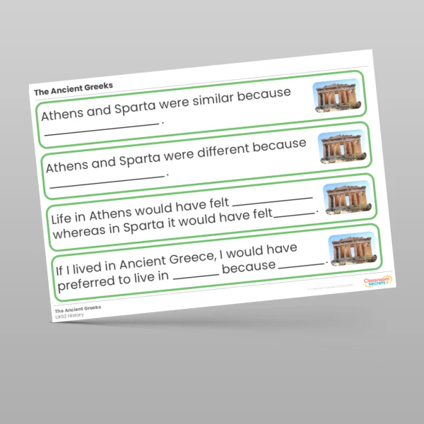 An image of the The Ancient Greeks Stem Sentences Resource