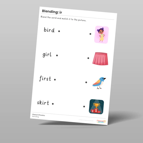 An image of the Phonics Blending Activities ir Resource