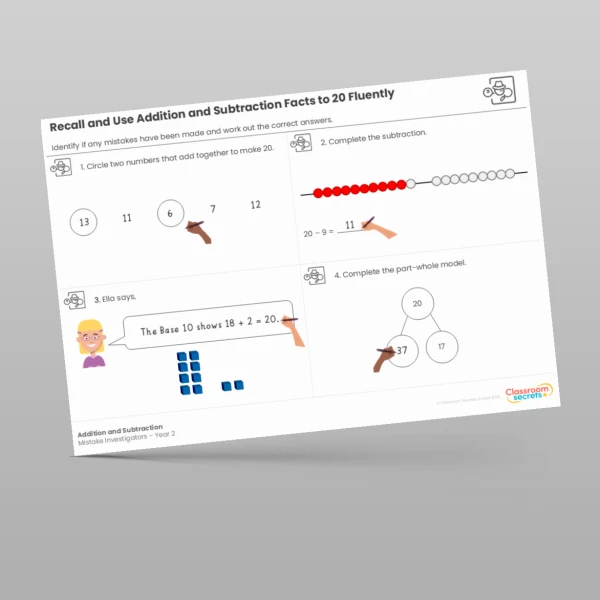 An image of the Addition and Subtraction Mistake Investigators Resource