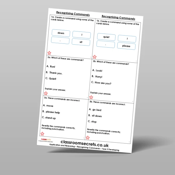 An image of the Recognising Commands Application and Reasoning Resource