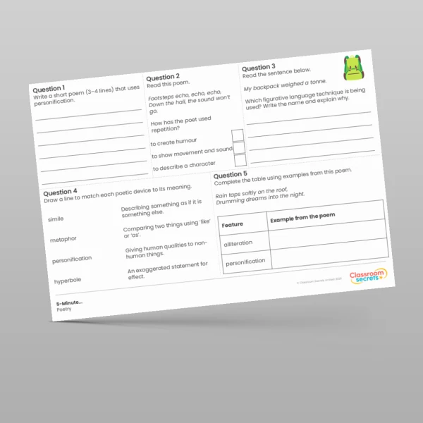 An image of the 5-Minute Poetry Resource