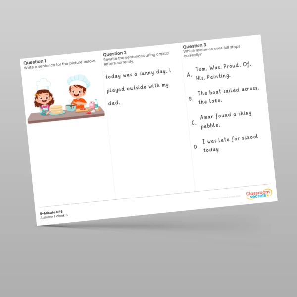 An image of the 5-Minute GPS Autumn 1 Week 5 Resource