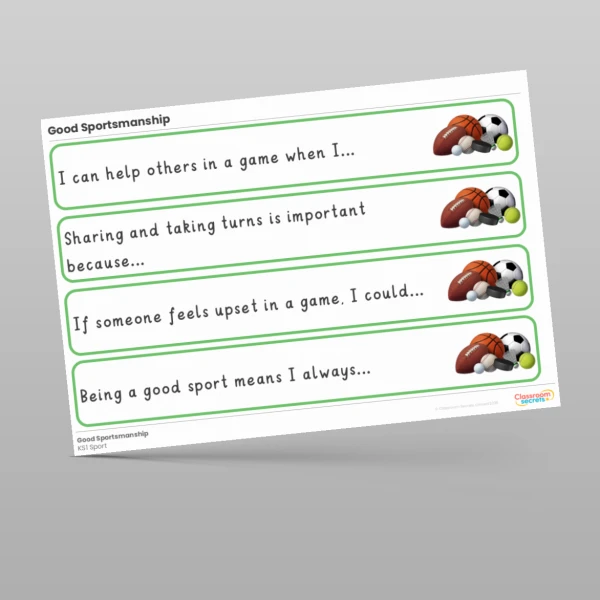 An image of the Good Sportsmanship Stem Sentences Resource