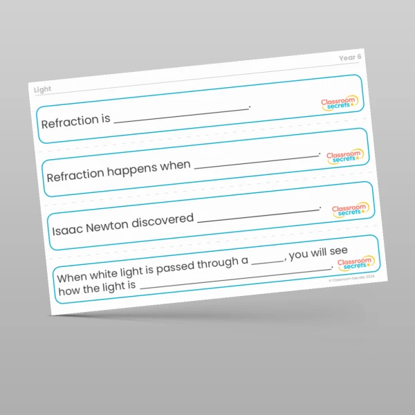 An image of the Light Stem Sentences Resource