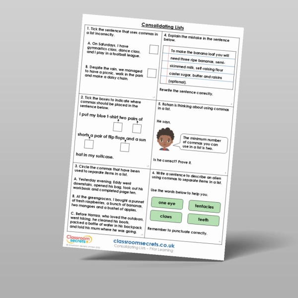 An image of the Consolidating Lists Prior Learning Resource
