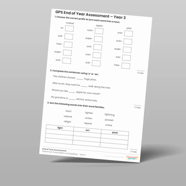 An image of the End of Year GPS Assessment Resource