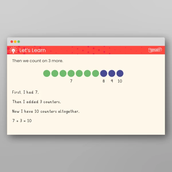 An image of the Add by Counting On within 20 Teaching PPT Resource
