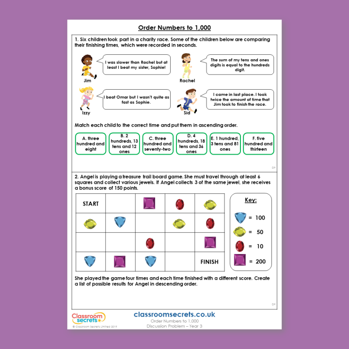 Year 3 Order Numbers to 1,000 Place Value Deeper Reasoning Discussion Problem