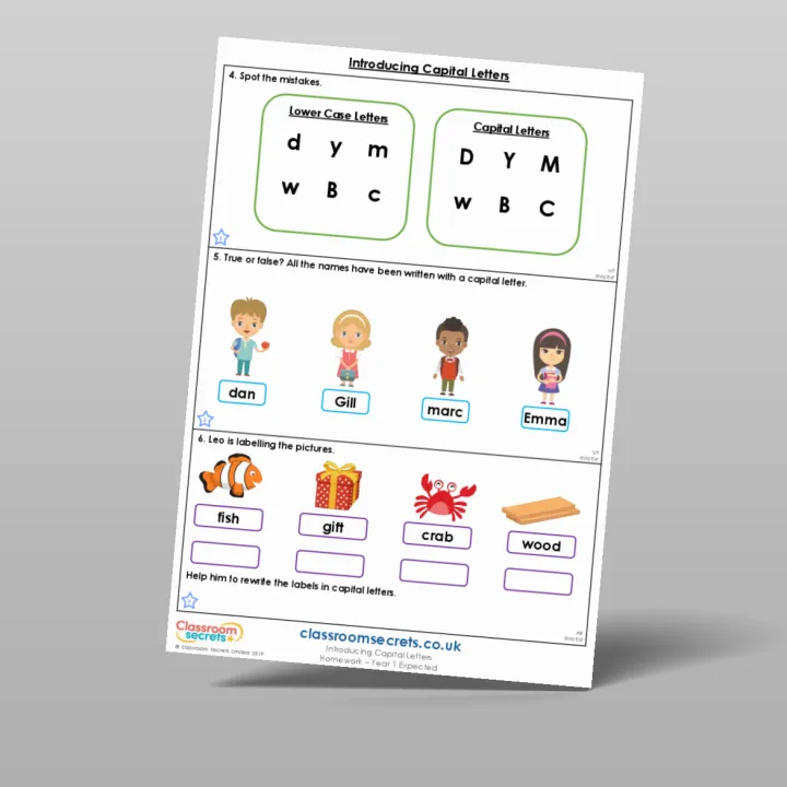 Classroom Secrets | Collection Page Year 1 Introducing Capital Letters