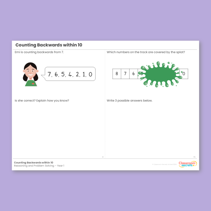 Year 1 Count Backwards within 10 Place Value (within 10) Reasoning and Problem Solving
