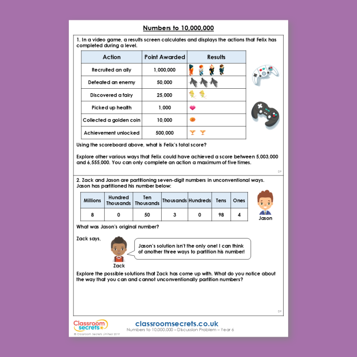 Year 6 Numbers to 10,000,000 Place Value Deeper Reasoning Discussion Problem