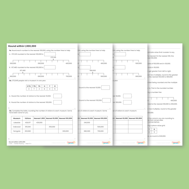 Year 5 Round within 1,000,000 Place Value Varied Fluency