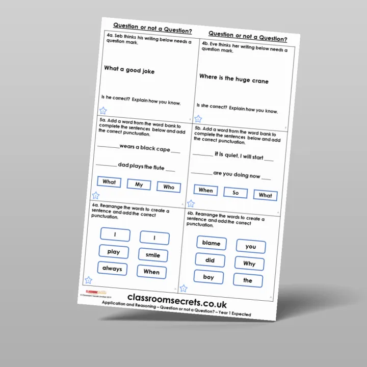 Classroom Secrets | Collection Page Year 1 Question or not a Question?