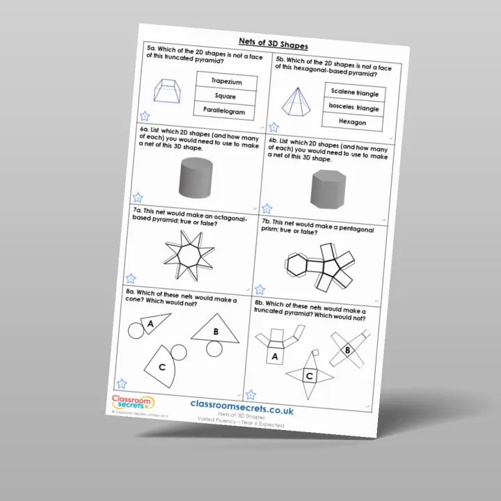 Classroom Secrets | Collection Page Year 6 Nets of 3D Shapes