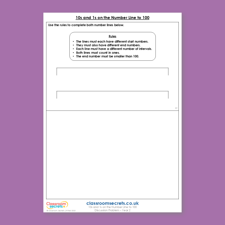 Year 2 10s and 1s on the Number Line to 100 Place Value Deeper Reasoning Discussion Problem