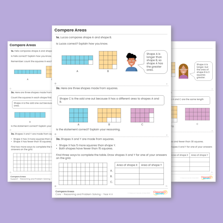 Year 4 Compare Areas Area Reasoning and Problem Solving