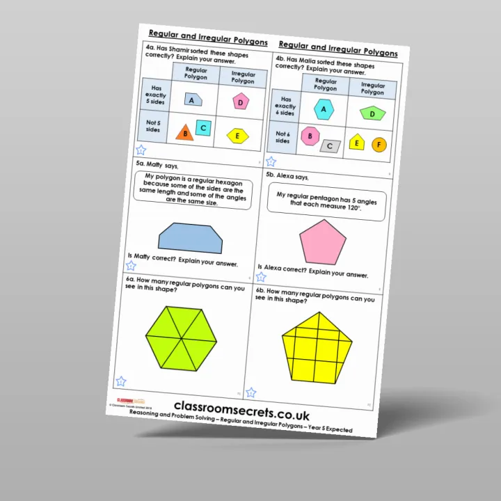 Classroom Secrets | Collection Page Year 5 Regular and Irregular Polygons