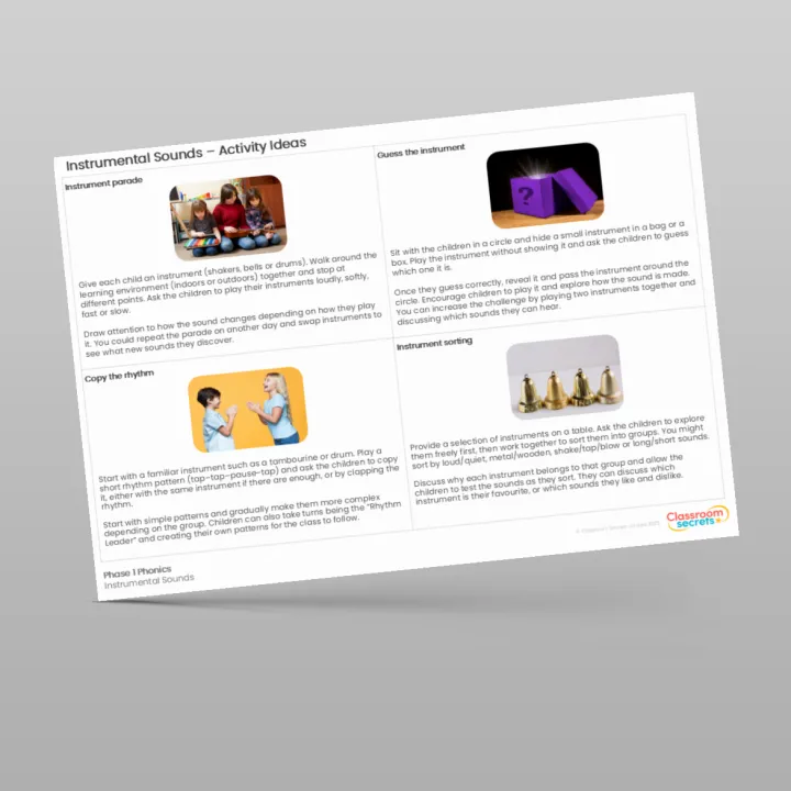 Phase 1 Phonics Instrumental Sounds Activity Ideas