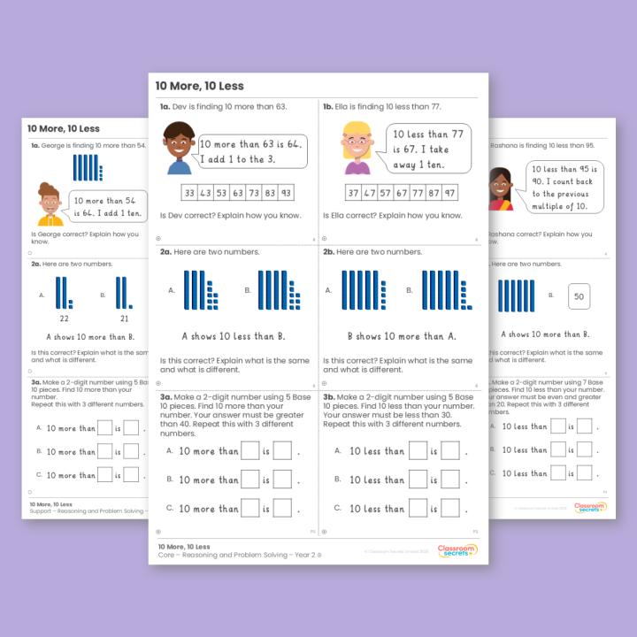 Year 2 10 More, 10 Less Addition and Subtraction Reasoning and Problem Solving