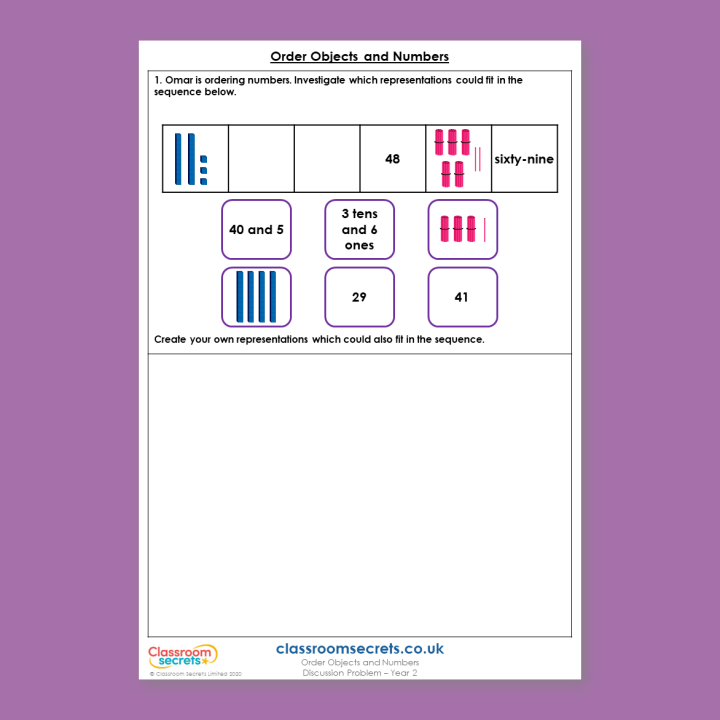 Year 2 Order Objects and Numbers Place Value Deeper Reasoning Discussion Problem