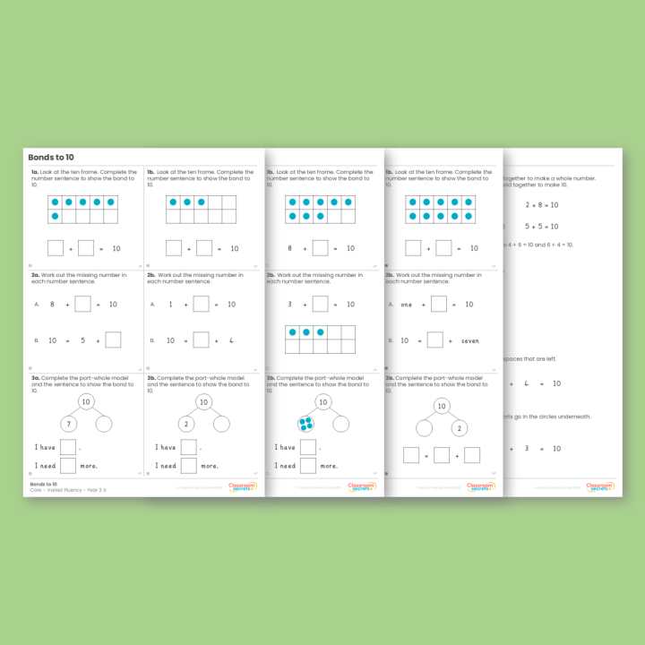 Year 2 Bonds to 10 Addition and Subtraction Varied Fluency