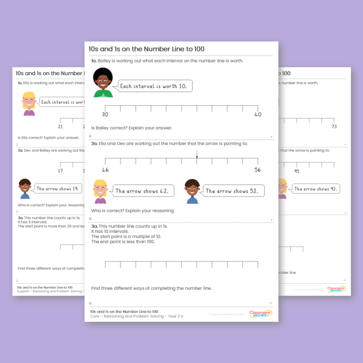 Year 2 10s and 1s on the Number Line to 100 Place Value Reasoning and Problem Solving