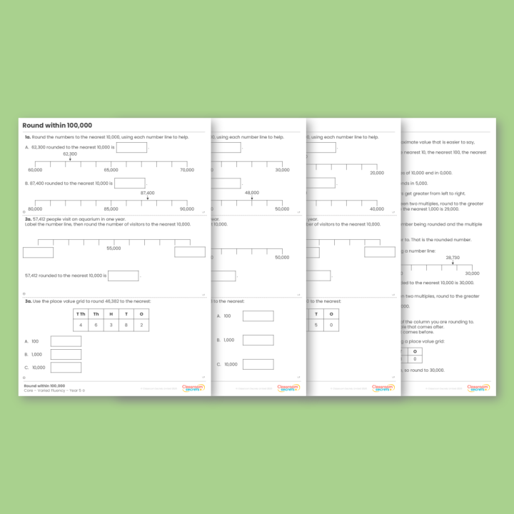 Year 5 Round within 100,000 Place Value Varied Fluency