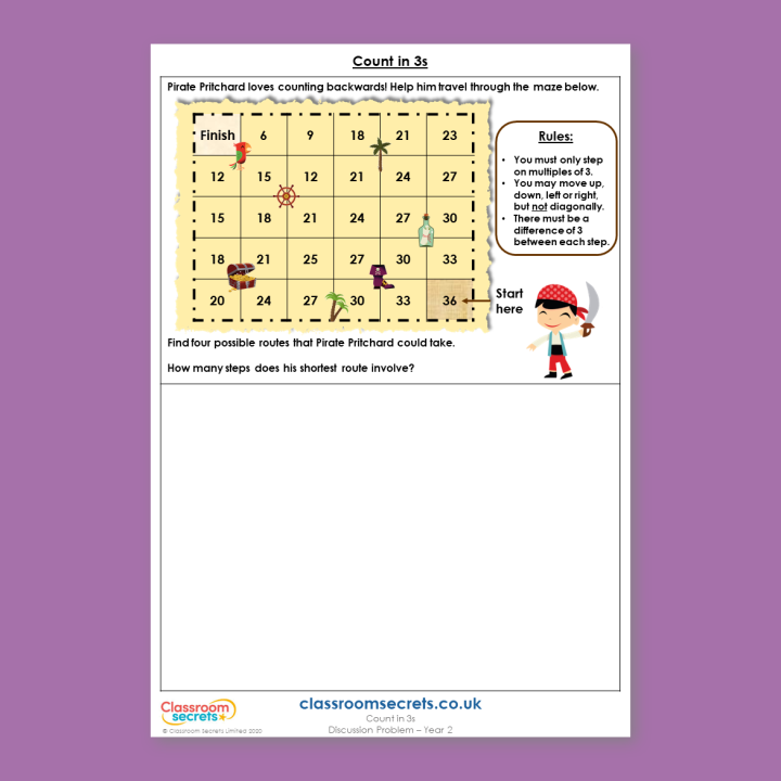 Year 2 Count in 3s Place Value Deeper Reasoning Discussion Problem