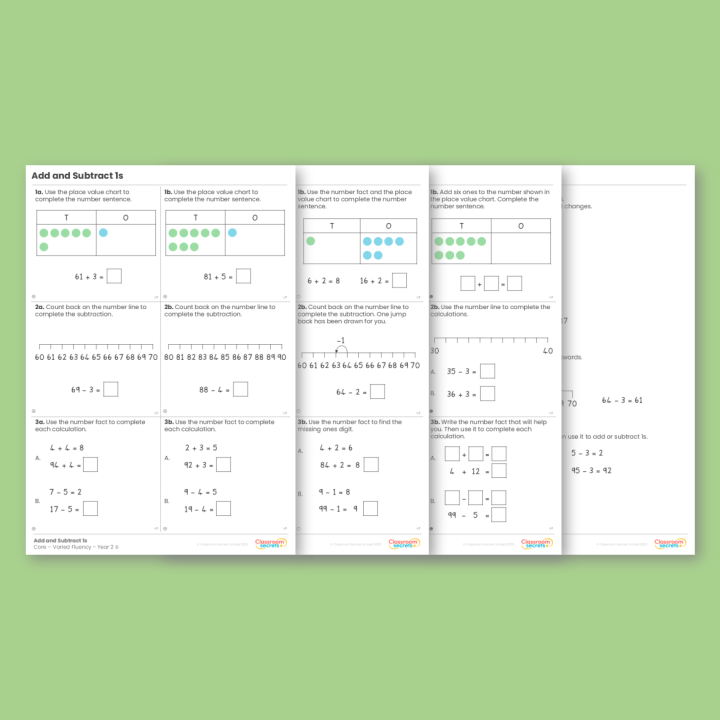 Year 2 Add and Subtract 1s Addition and Subtraction Varied Fluency
