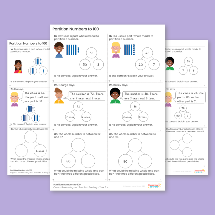 Year 2 Partition Numbers to 100 Place Value Reasoning and Problem Solving