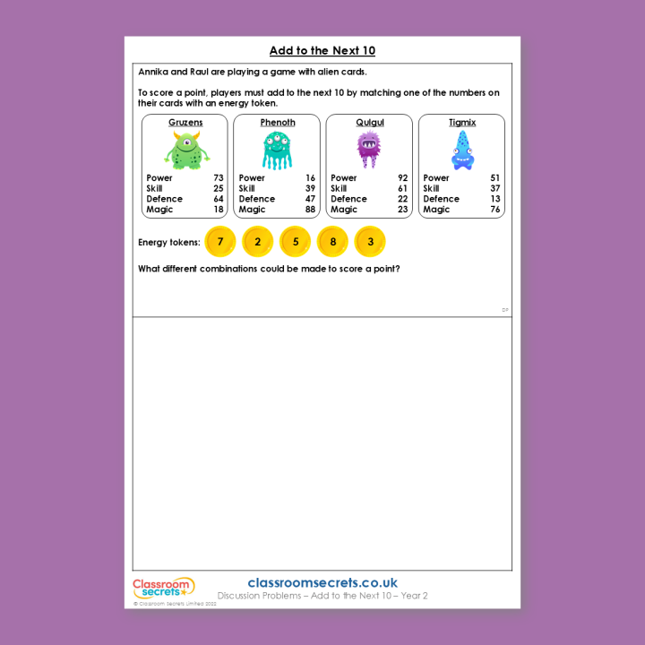 Year 2 Add to the Next 10 Addition and Subtraction Deeper Reasoning Discussion Problem