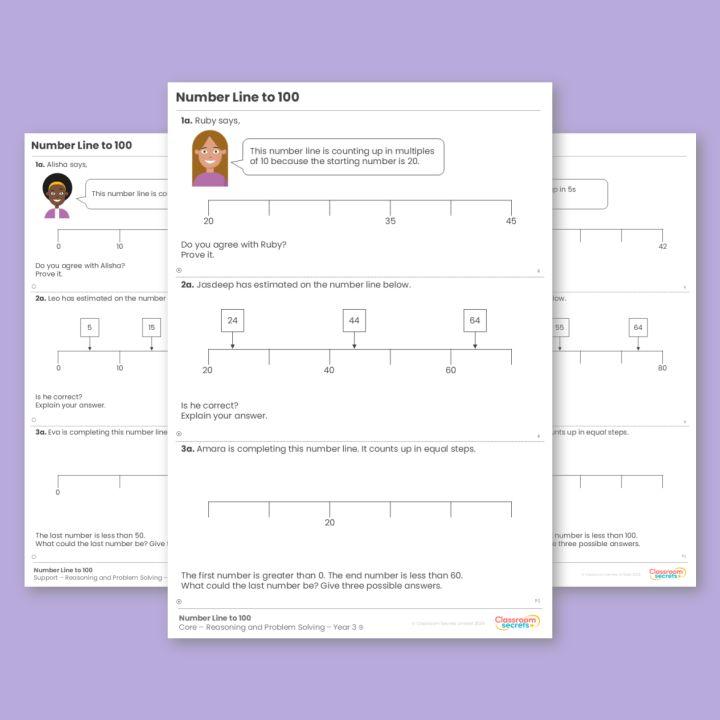 Year 3 Number Line to 100 Place Value Reasoning and Problem Solving