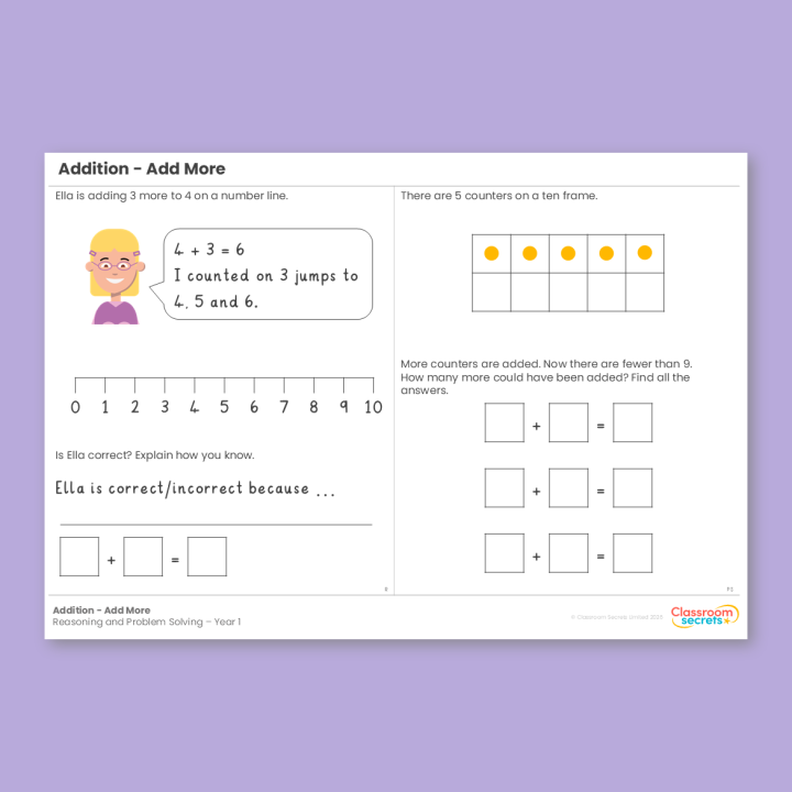 Year 1 Addition - Add More Addition and Subtraction (within 10) Reasoning and Problem Solving