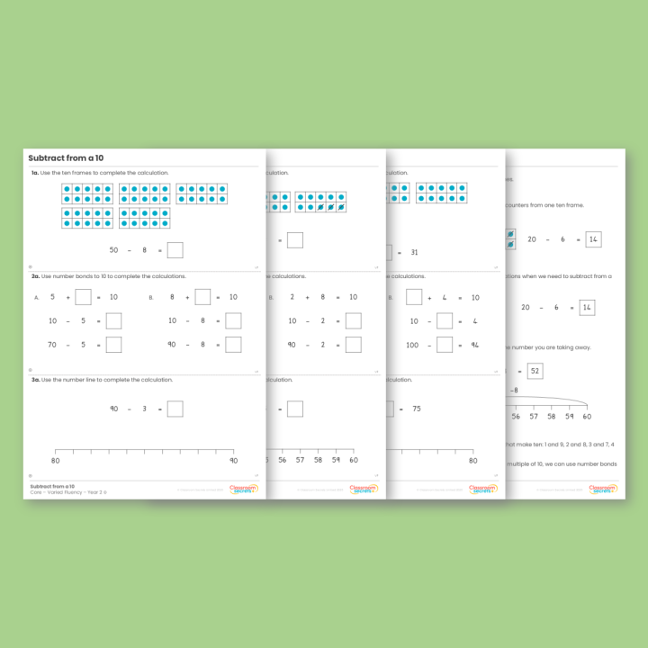 Year 2 Subtract From a 10 Addition and Subtraction Varied Fluency