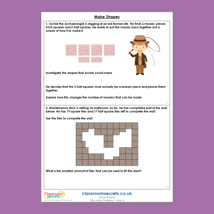 Year 4 Make Shapes Area Deeper Reasoning Discussion Problem