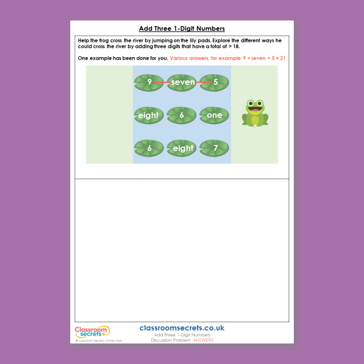 Year 2 Add Three 1-Digit Numbers Addition and Subtraction Deeper Reasoning Discussion Problem