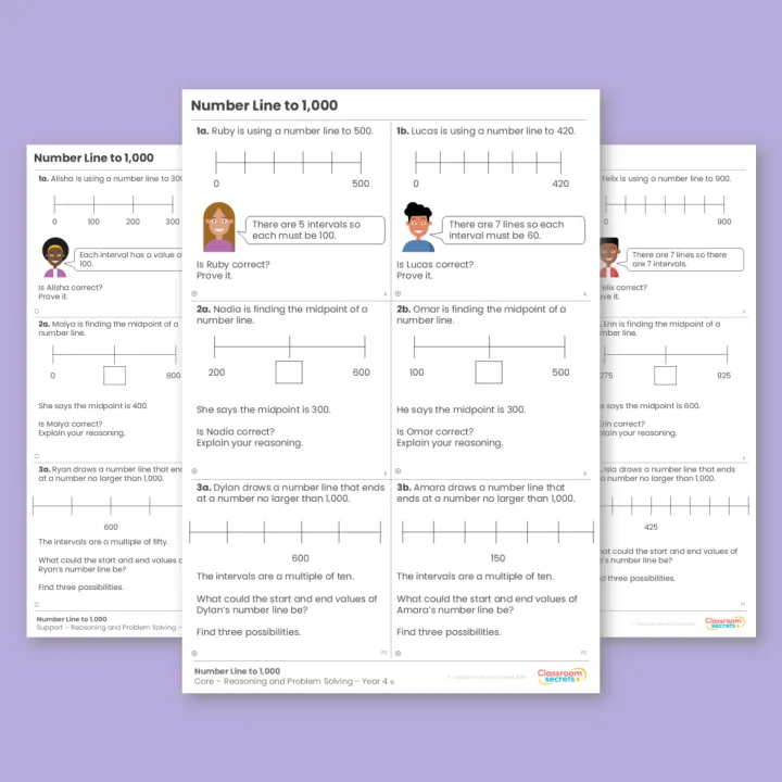 Year 4 Number Line to 1,000 Place Value Reasoning and Problem Solving