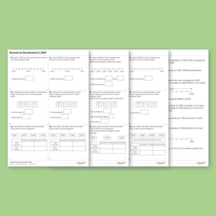 Year 4 Round to the Nearest 1,000 Place Value Varied Fluency