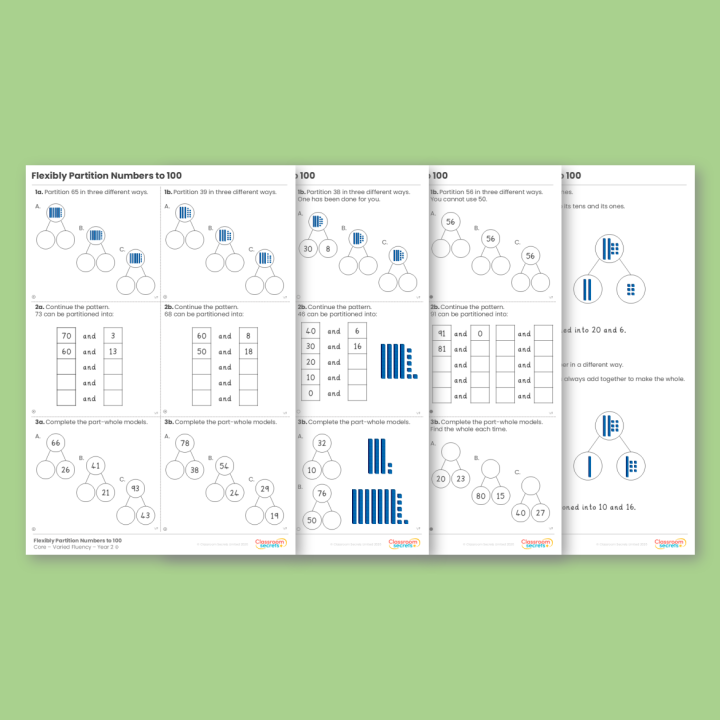 Year 2 Flexibly Partition Numbers to 100 Place Value Varied Fluency