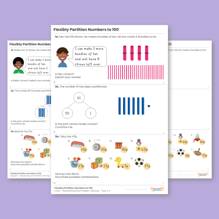 Year 2 Flexibly Partition Numbers to 100 Place Value Reasoning and Problem Solving