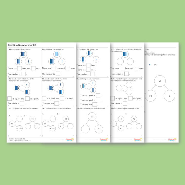 Year 2 Partition Numbers to 100 Place Value Varied Fluency