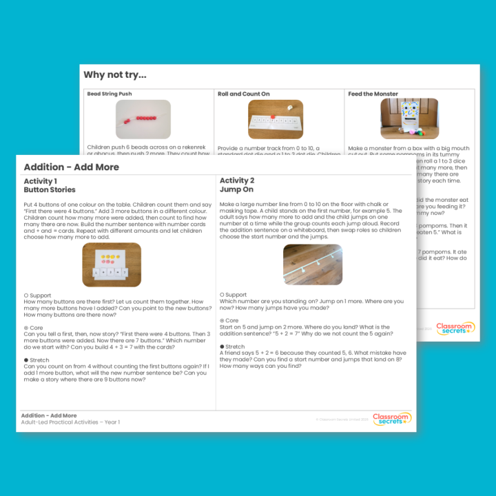 Year 1 Addition - Add More Addition and Subtraction (within 10) Adult-Led Practical Activities