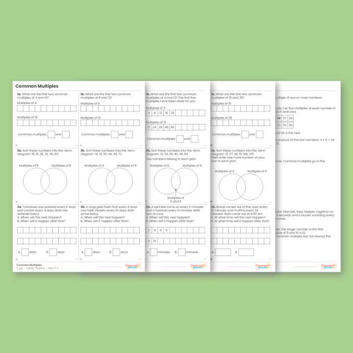 Year 5 Common Multiples Multiplication and Division A Varied Fluency