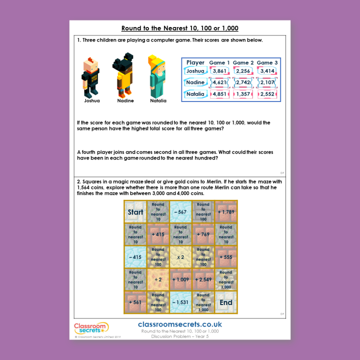 Year 5 Round to the Nearest 10, 100 or 1,000 Place Value Deeper Reasoning Discussion Problem