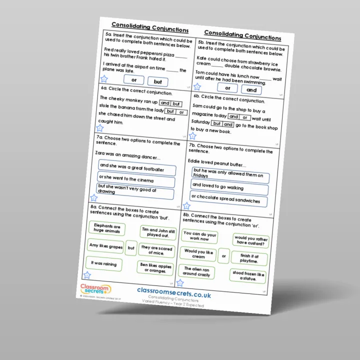 Classroom Secrets | Collection Page Year 2 Consolidating Conjunctions