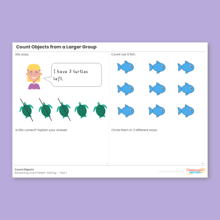 Year 1 Count Objects from a Larger Group Place Value (within 10) Reasoning and Problem Solving
